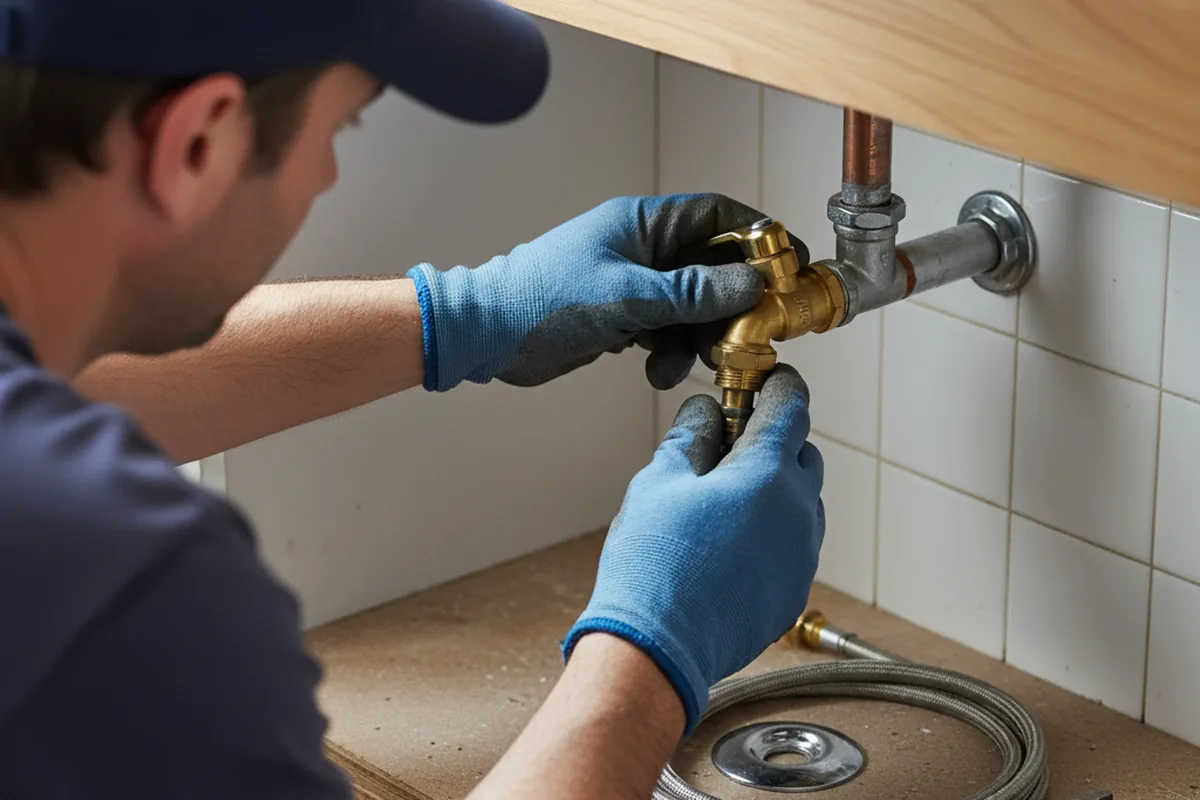 Shutoff valve and fitting work during Burst Pipe Repair in Highland